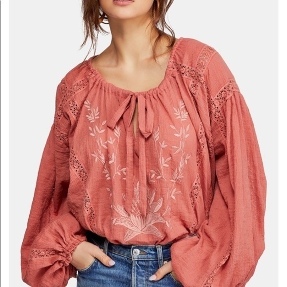 Free People boho Maria Maria Puff sleeve boho top - Picture 2 of 9